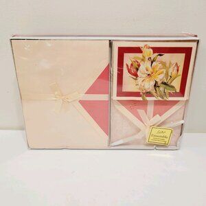 Vtg Whitings Ensemble Boxed Stationary Set Pink Floral 1991 NOS